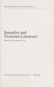 Cover of: Sexuality and Victorian literature