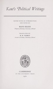 Cover of: Kant's political writings.