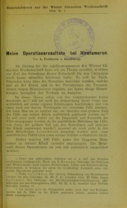 Meine Operationsresultate bei Hirntumoren by Eiselsberg, Anton Freiherr von