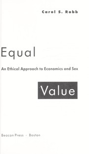 Cover of: Equal value : an ethical approach to economics and sex by 