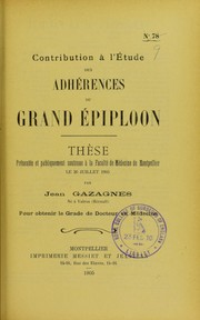 Cover of: Contribution ©  l'©♭tude des adh©♭rences du grand ©♭piploon by Jean Gazagnes