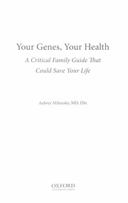 Cover of: Your genes, your health: a critical family guide that could save your life