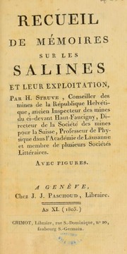 Cover of: Recueil de m©♭moires sur les salines et leur exploitation