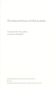 Cover of: The selected poems of Oleh Lysheha