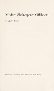 Cover of: Modern Shakespeare offshoots | Ruby Cohn