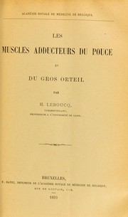 Cover of: Les muscles adducteurs du pouce et du gros orteil