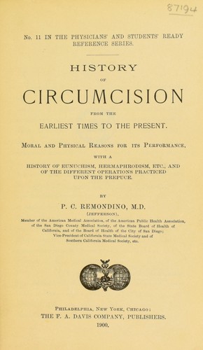 History Of Circumcision, From The Earliest Times To The Present (1900 ...