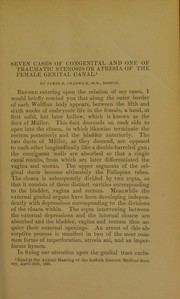 Cover of: Cases of stenosis and atresia of the female genital canal