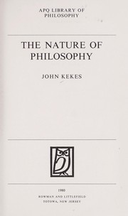 Cover of: The Nature of philosophy