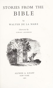 Stories from the Bible by Walter De la Mare