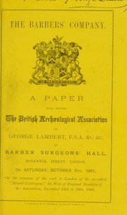 Cover of: The Barbers' company: a paper read before the British archaeological association