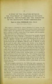 Cover of: A study of the relation between the treatment of tubercular patients in general institutions and the reduction in the death-rate from tuberculosis by Arthur Newsholme