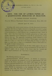 Cover of: The use of litmus paper as a quantitative indicator of reaction