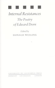 Cover of: Internal resistances: the poetry of Edward Dorn