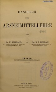 Cover of: Handbuch der Arzneimittellehre by Hermann Nothnagel