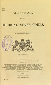 Cover of: Manual for the Medical Staff Corps. War Office, 1885