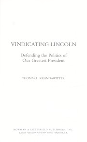 Cover of: Vindicating Lincoln by Thomas L. Krannawitter