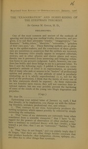 Cover of: The 'exaggeration' and hobby-riding of the eyestrain theorist by George Milbrey Gould