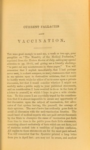 Cover of: Vaccination. A letter to Dr. W.B. Carpenter, C.B., &c., &c., &c by Peter Alfred Taylor