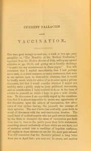 Cover of: Vaccination. A letter to Dr. W.B. Carpenter, C.B., &c., &c., &c