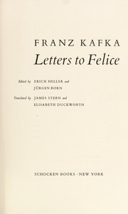 Cover of: Letters to Felice. by Franz Kafka