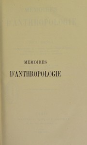 Cover of: M©♭moires d'anthropologie by Paul Broca