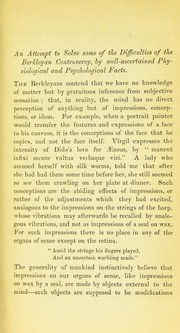 Cover of: An attempt to solve some of the difficulties of the Berkleyan controversy, by well-ascertained physiological and psychological facts