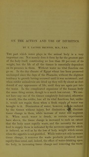 Cover of: On the action and use of diuretics