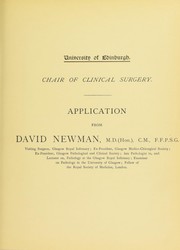 Application from David Newman, M.D.(Hon.), C.M., F.F.P.S.G. .. by David Newman