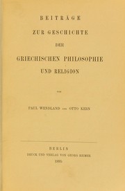 Cover of: Beitr©Þge zur Geschichte der griechischen Philosophie und Religion by Paul Wendland
