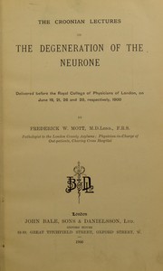 Cover of: On the degeneration of the neurone