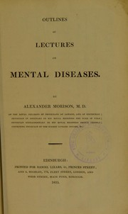 Cover of: Outlines of lectures on mental diseases