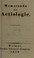 Cover of: Memoranda der Aetiologie