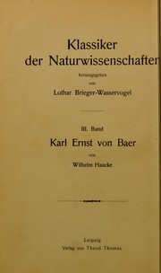 Cover of: Karl Ernst von Baer by Wilhelm Haacke