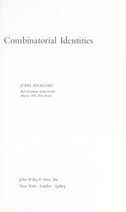 Cover of: Combinatorial identities. by John Riordan