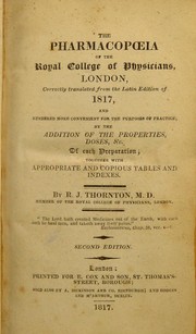 Cover of: The pharmacopoeia of the Royal College of Physicians, London ... by Robert John Thornton