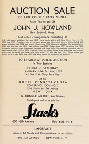 Cover of: Auction sale of rare coins & paper money from the estate of John J. Howland ...