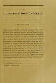 De l'exostose sous-ungu©♭ale by Isidore Le Goupils