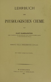Cover of: Lehrbuch der physiologischen Chemie