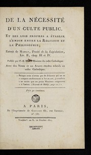 Cover of: De la ne cessite  d'un culte public by Gabriel Bonnot de Mably
