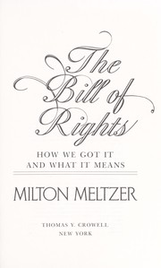 Cover of: The Bill of Rights by Milton Meltzer