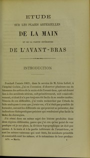 ©tude sur les plaies art©♭rielles de la main et de la partie inf©♭rieure de l'avant-bras by Gustave Martin