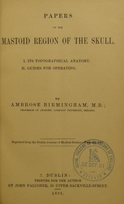 Cover of: Papers on the mastoid region of the skull