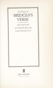 Cover of: A choice of Bridges's verse