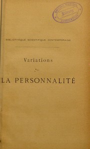 Cover of: Variations de la personnalit©♭