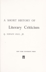 Cover of: A short history of literary criticism.