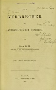 Cover of: Der Verbrecher in anthropologischer Beziehung