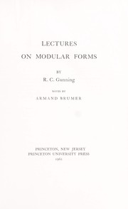 Cover of: Lectures on modular forms.