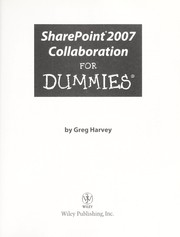 Cover of: Sharepoint 2007 Collaboration for Dummies by Greg Harvey