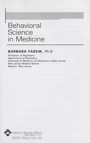 Cover of Behavioral science in medicine